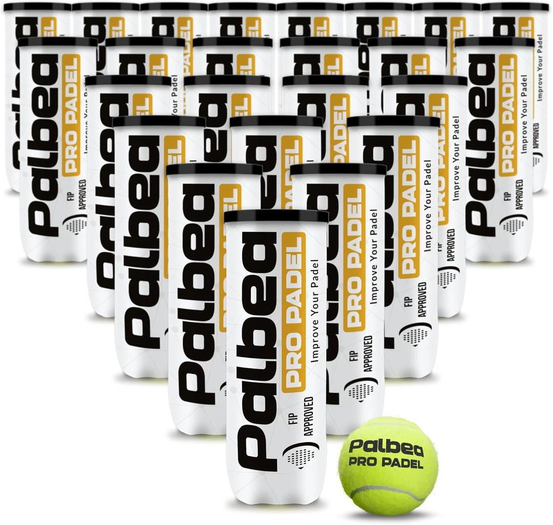 Palbea PRO Padel Balls. 6/12/22 Tubes of 3 Padel Tennis Balls FIP Approved | Paddle Balls made of HV Felt for Training and Tournament. Suitable for Any Surface or Sites.