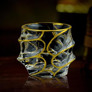 Whiskey Glasses, Japanese Crystal Whisky Glass Old Fashioned Whiskey Glasses Crystal Whiskey Glasses Heavy Crystal Bar Glassware Rocks Glasses Set Cigar Glasses (Giltrim model, 4pcs)