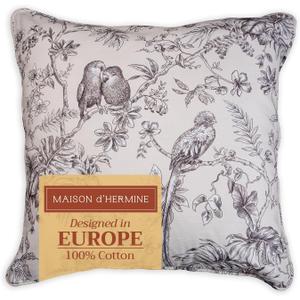 Maison d' Hermine Decorative Pillow Covers 18 x 18 inch Square 100% Cotton Toile Throw Pillow Covers with Invisible Zipper - Living Room Couch Chair Sofas Gifts - Mothers Day - Jouy Paradise - Grey