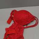 Nanier Women's Solid Lace Push up Bra Set (38C, Red)