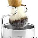 Anbbas 4in1 Badger Hair Shaving Brush Set, with Goat Milk Soap Refill,Stainless Steel Stand Holder and Soap Bowl,Perfect for Men Gift Baber Style Wet Shave