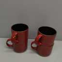 GBhome 12 OZ Stackable Coffee Mugs Set of 4, Ceramic Coffee Cups with Texture Patterns for Man,Woman,Dad,Mom, Modern Mugs Set for Latte/Cappuccino/Cocoa. Dishwasher&Microwave Safe, Red