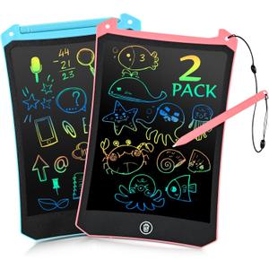 EooCoo Toddler Toys, LCD Writing Tablet for Kids 2 Pack, Toddler Travel Essentials Drawing Pad, Mess Free Coloring Books, Road Trip Activities, Age 3-5 Girls Boys Gifts - 8.5 Inch
