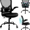 Flysky Mesh Office Chair, Ergonomic Computer Desk Chairs for Home Office - with Comfy/Comfortable Flip-up Arm Rests, Lumbar Support, Height Adjustable, 360 Degree Rolling Swivel (Black)