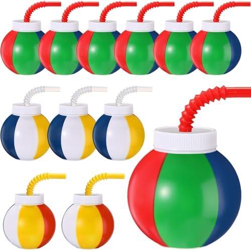 Amyhill Beach Theme Party Supplies Beach Ball Favor Cups with Straws and Lids, 10 oz Plastic Swimming Pool Cups Bulk for Kids Birthday Summer Party(12 Set) Amyhill Beach Theme Party Supplies Beach Ball Favor Cups with Straws and Lids, 10 oz Plastic Swimming Pool Cups Bulk for Kids Birthday Summer Party(12 Set)