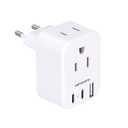 European Travel Plug Adapter USB C, HANYCONY International Plug Adapter, US to Europe Adapter Plug 2 Outlets 3 USB Ports(2 C Port), Type C Power Adapter to Italy Spain France Portugal Iceland Germany