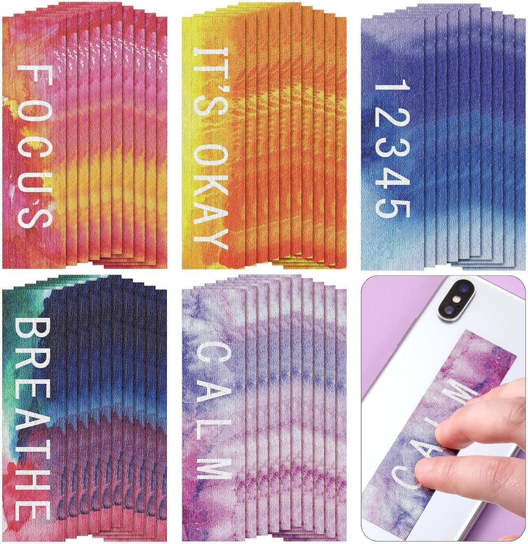 Crtiin 80 Pcs Anxiety Sensory Stickers with Inspirational Quotes Calm Textured Relief Mental Health Stickers Office Adhesive Sensory Tape Anti Stress for Adults(Watercolor)