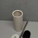 Matt White Ceramic Toilet Brush and Holder Set, Durable Bristles Non Scratch Toilet, Long Stainless Steel Handle, Freestanding Toilet Bowl Cleaners Brush, Scrubber Brush for Toilet