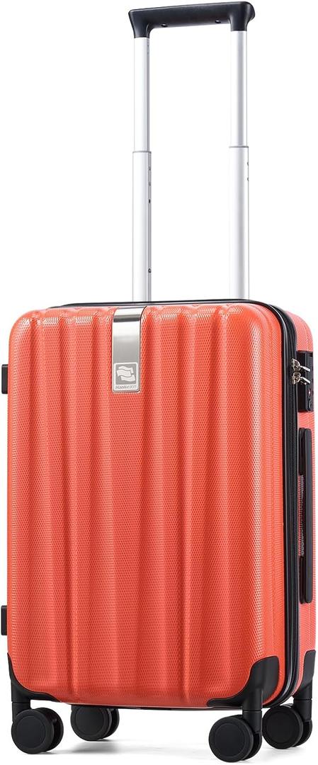 Hanke 20 Inch Carry On Luggage 22x14x9 Airline Approved Lightweight PC Hard Shell Suitcases with Wheels Travel Luggage Rolling Suitcase Travel Luggage Bag Christmas Gifts for Birthday Orange