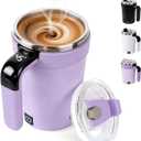 Self Stirring Coffee Mug, 2026 New Automatic Magnetic Stirring Coffee Mug with Temperature Display,Detachable Base Self-Stirring Mug, Smart Mixing Cup for Coffee, Chocolate, Milk, Tea(Black) (Purple)