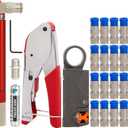 Coaxial Cable Crimper Kit - 20PCS rg6 F Connectors, Coax Cable Tester & Crimper, rg6 rg59 Compression Tool, Coax Toner & Wire Stripper