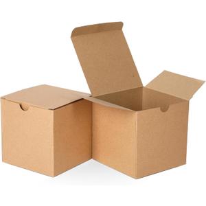 SHIPKEY 10Pcs Kraft Gift Boxes |6x6x6 Inches Square Boxes with Lids | Medium Gift Boxes Suitable for Party, Wedding, Christmas, Holidays, Birthdays and All Other Occasions