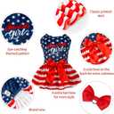 CuteBone Dog Dresses Velvet 4th of July Small Dogs Clothes One size Pet Apparel Girl Puppy Skirt with Bow Hair Rope CVA39L-D