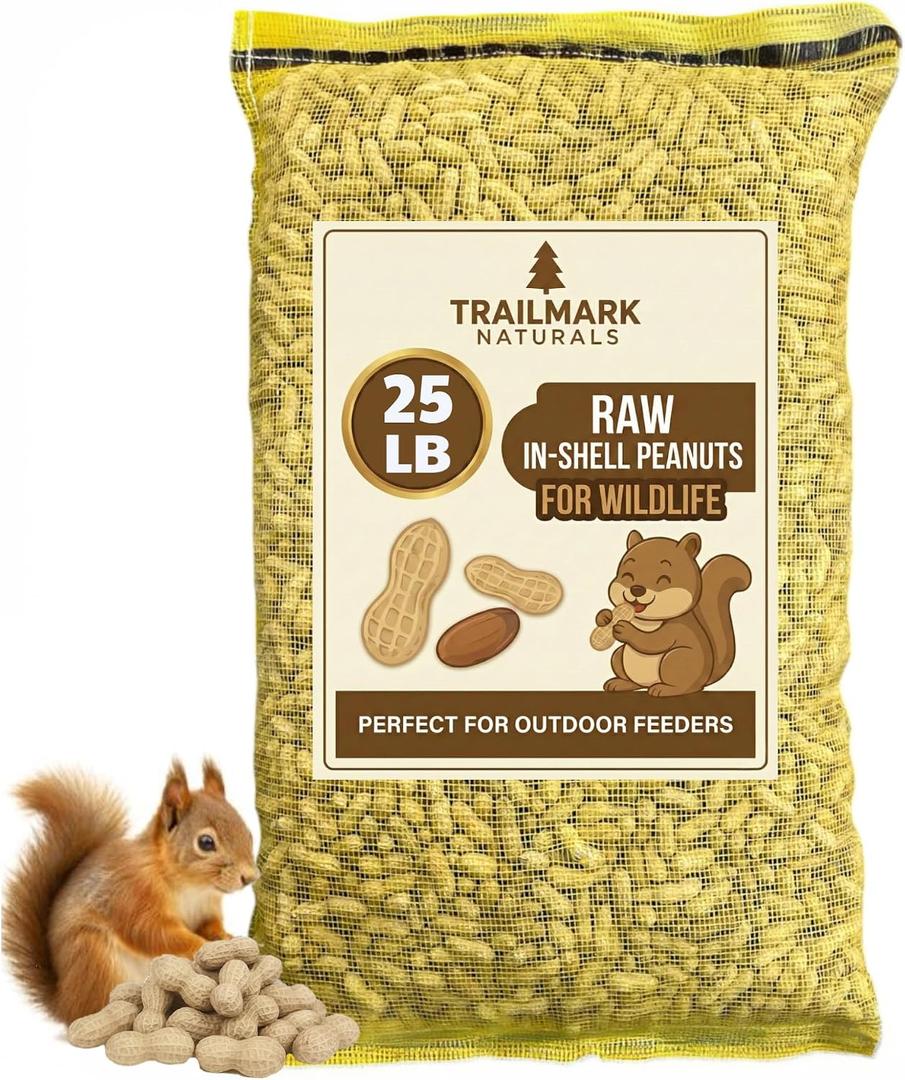 25 LB - Raw Peanuts For Squirrels, Raw In Shell Peanuts For Birds and Wildlife- Squirrel Food, Wild Bird Seed - Grown in The USA (EXP 09/30/26)