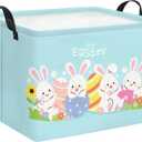 Rectangular Easter Basket Easter Basket for Kids Baby Storage Basket Cute Toy Storage Bin Organizer Shelf Book Basket Easter Room Decor(Cartoon Easter Basket) 15"L x 10"W x 9"H