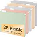 SUNEE Hanging File Folders Letter Size, Pastel Colors, 25 Count Letter Size File Folders with 1/5-cut Tabs, Heavy Duty 1 Inch Expansion, Stay Organized for Your Home and Office Bulk File