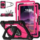 WESOROL Case for Samsung Galaxy Tab A11 Plus Galaxy Tab A9 Plus 11 Inch,Shockproof Cover for Samsung Tablet A11+/A9+ Case with Screen Protector 360 Rotating Stand Pencil Holder,Black Pink