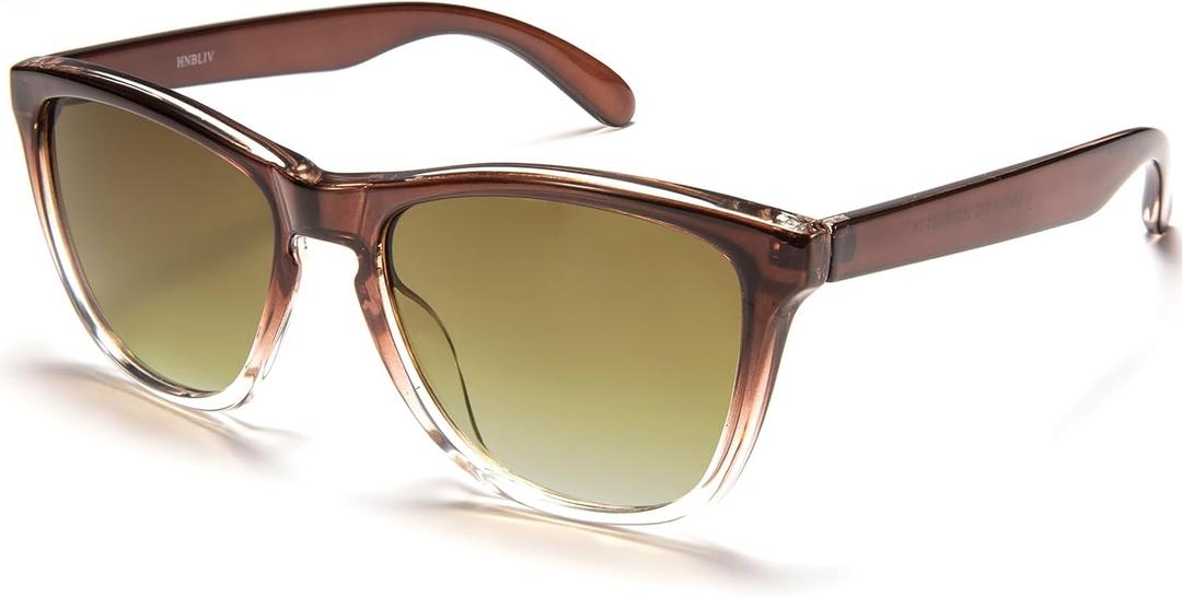 Retro Square Big Sunglasses for Women & Men Trendy Oversized Classic Shades with UV400 Protection Unisex Frame (Brown Gradient)