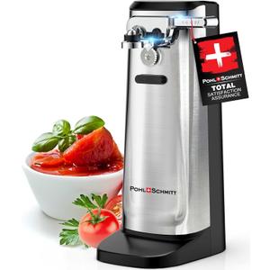 POHL SCHMITT 3 in 1 Electric Can Opener Smooth Edge with Knife Sharpener and Bottle Opener - Easy Push Down Lever - All Standard-Size & Pop-Top Cans, Durable Stainless Steel & ABS, Kitchen Accessories
