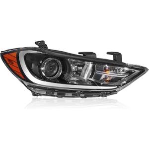 TODO Headlight Assembly Compatible with 2017 2018 Elantra | Right Passenger Side