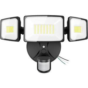 Onforu 75W LED Flood Light Motion Sensor Outdoor, 7000lm Dusk to Dawn Flood Light, Security Light with Three Head, IP65 Waterproof Exterior Floodlight, 6500k Wall Light for Entryway Stairs Yard Garage