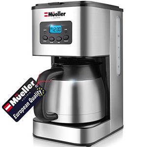 Mueller Austria Ultra Brew Thermal Coffee Maker, 8 cup (34oz) Carafe, Keep Warm, Auto Shut-Off, LCD Display Coffee Machine, Programmable, Delay Brew Function, Stainless Steel