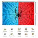 7x5ft Spider Backdrop Spider Web Blue and Red Photography Backdrop Boys Birthday Party Cake Table Decorations Photo Props KUBDJ539