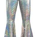 Nawgut Womens Sequin Flare Pant Sparkly High Waisted Leg Bell Bottom Glitter Trousers Night Out Clubwear