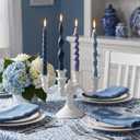 Nuanchu 4 Pcs Twisted Taper Candles Wax Unscented Smokeless Spiral Swirl Candlesticks for Wedding Holiday Dinner Party Home Decorations(7.87 Inch,Pure,Blue)