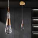 Pendant Light Kitchen Island, Modern Led Pendant Light Kitchen Light Fixture,Luxury Mini Meteor Shower-Style Gold Led Chandelier for Dinning Room, Adjustable Cord Ceiling Hanging (1 Pack)