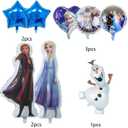 8-Piece Frozen Aluminum Balloon Set - Frozen & Classic Design, Vibrant 3D Cartoon Shape, Party Decoration Essential, Durable Foil Material