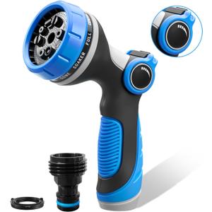 Garden Hose Nozzle,Hose Spray Nozzle with Adjustable 10 Watering Patterns,Slip Resistant High Pressure Water Hose Nozzle Sprayer for Plants & Lawns Watering,Car Washing and Pet Showering