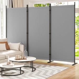 Room Divider 6FT Folding Privacy Partition Screen, 103'' W Freestanding Wall Divider for Room Separation, Portable 3 Panel Room Divider Panel Privacy Screen for Dorm Studio Office, Grey