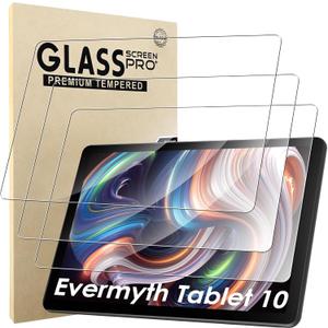 3 Pack Screen Protector Compatible with Evermyth Tablet 10 Inch, Tempered Glass 9H Hardness HD Clear Anti-Scratch