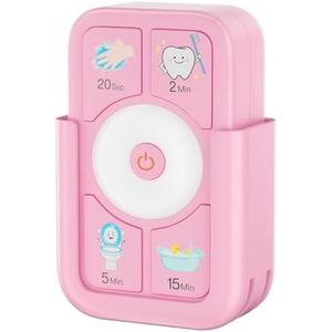 Timer for Kids Brushing: 2 Minutes Teeth Brush 20 Seconds Hand Washing 5 Min Toilet 15 Min Shower, Time Management Tool for Children - Pink