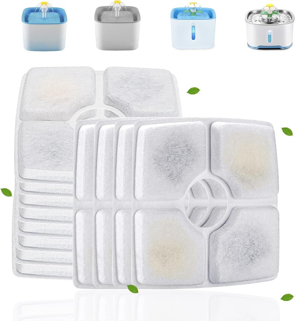 Cat Water Fountain Filters, Cirfifth Cat Fountain Filter Replacement, for Square Cat Water Fountain Inside (12 Pack) (White)