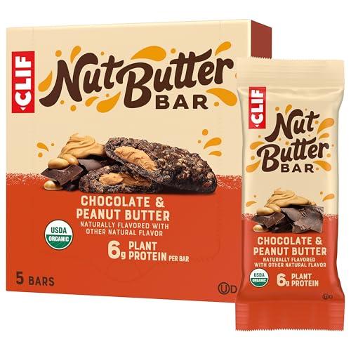 CLIF Nut Butter Bar - Chocolate Peanut Butter - Energy Snack Bars - Non-GMO - USDA Organic - Plant Based - Low Glycemic - 1.76 oz. (5 Pack) Best By: 06/SEP/2026