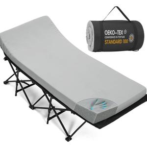CYMULA Camping Cot Mattress 2in Memory Foam Sleeping Pad,Soft Warm Non-Slip Camping Mattress Topper with Retaining for Adults,Portable Roll up Pad for Travelonly Mattress
