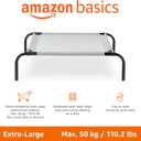 Amazon Basics Cooling Breathable Elevated Pet Bed with Metal Frame for Large Dogs, X-Large (60.1 x 37.1 x 8.9 Inches), Grey, 1 Count