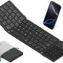 Nillkin Upgraded Foldable Bluetooth Keyboard with Touchpad & Number Pad, Portable Wireless Keyboard for Travel, Pocket-Sized, Full Size Keys, Support 3 Devices for iPad Laptop Tablets Phone, Black