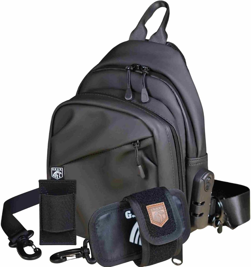 G.R.A.B. Guardian Magnetic Concealed Carry Bag, Bag, EDC, Tactical Purse, Mag-Vault Magnet Zipper, Adjustable Strap