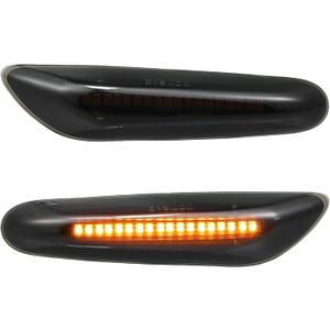 X AUTOHAUX Full LED Side Turn Signals for BMW 1 3 5 Series E36 E46 E60 E87 E90 E92 X1 X3 63133418447 63133418448 Fender Side Marker Amber Light Assemblies Front Flowing LED Lamps Lights 2pcs