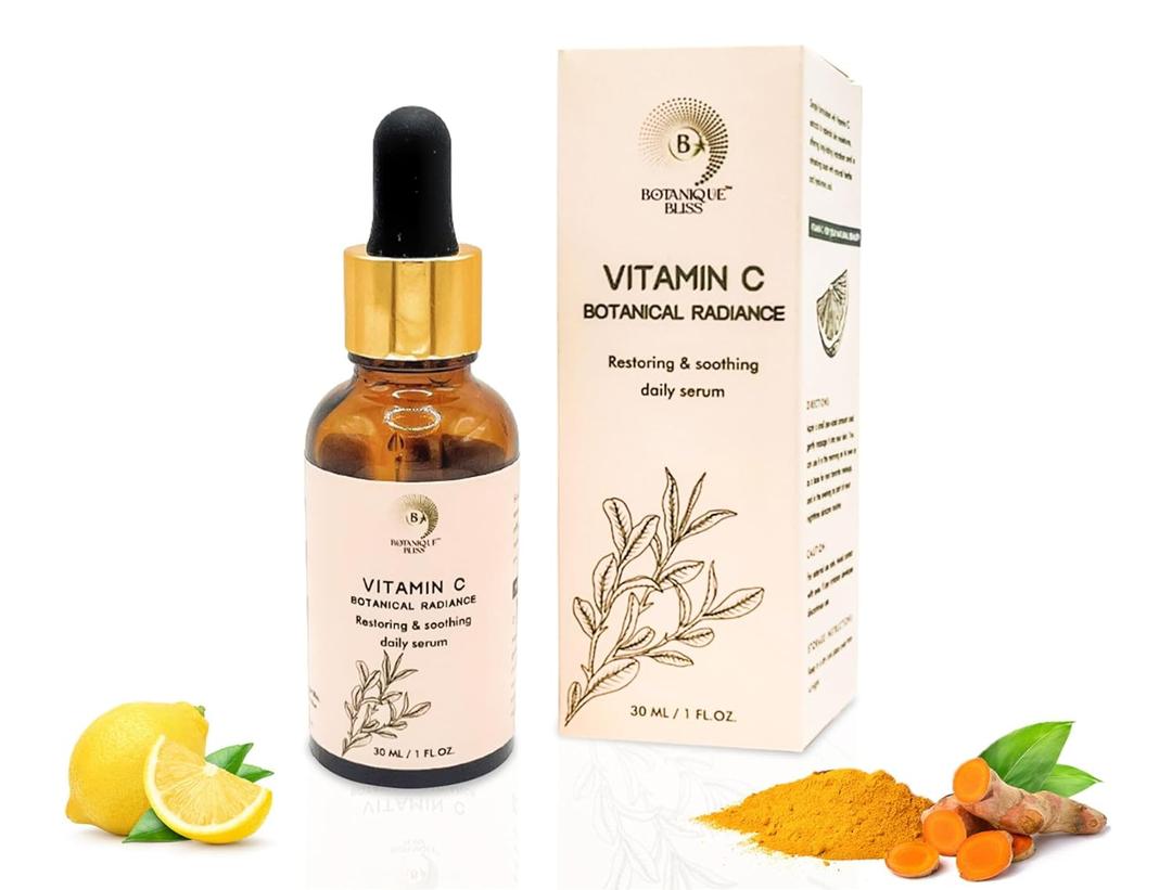 Vitamin C Face Serum - Brightening, Hydrating, Glowing Skin with Hyaluronic Acid, Turmeric, Vitamin E, Green Tea Extract, Anti Aging Facial Serum for Fine Lines & Wrinkles  1 Fl Oz