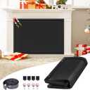 CADARA Fireplace Blocker Blanket Stops Heat Loss, Magnetic Fireplace Draft Stopper, Indoor Fire Place Draft Cover with Hook and Loop Tapes, Cold Air Blocker Save Energy, Black 42" W x 32" H