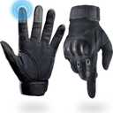 Tactical Gloves for Men, Shooting & Motorcycle Gloves with Hard Shell Knuckle Protection & Leather Palm for Airsoft Motorcycle Cycling Paintball Sports Climbing Training Hunting (XX-Large, Black)
