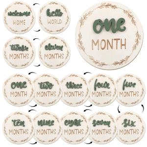 7 Pack Baby Monthly Milestone Cards Sign, Double Sided Baby Milestone Signs Wooden Marker Discs for 1-12 Months Baby Milestone Pictures Baby Shower Gifts (Clear)