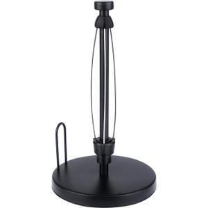 SetSail Paper Towel Holder Countertop, One-Handed Tear Paper Towel Roll Holder Stand with Weighted Base Suction Cups for Kitchen Bathroom, Black