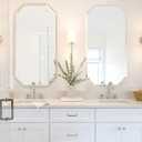 Chende 2 Packs Octagonal Bathroom Mirror with Beveled Edge, 18" x 36" Frameless Vanity Mirror for Bedroom, Entryways, Washrooms, Living Rooms, Modern Wall Mirror