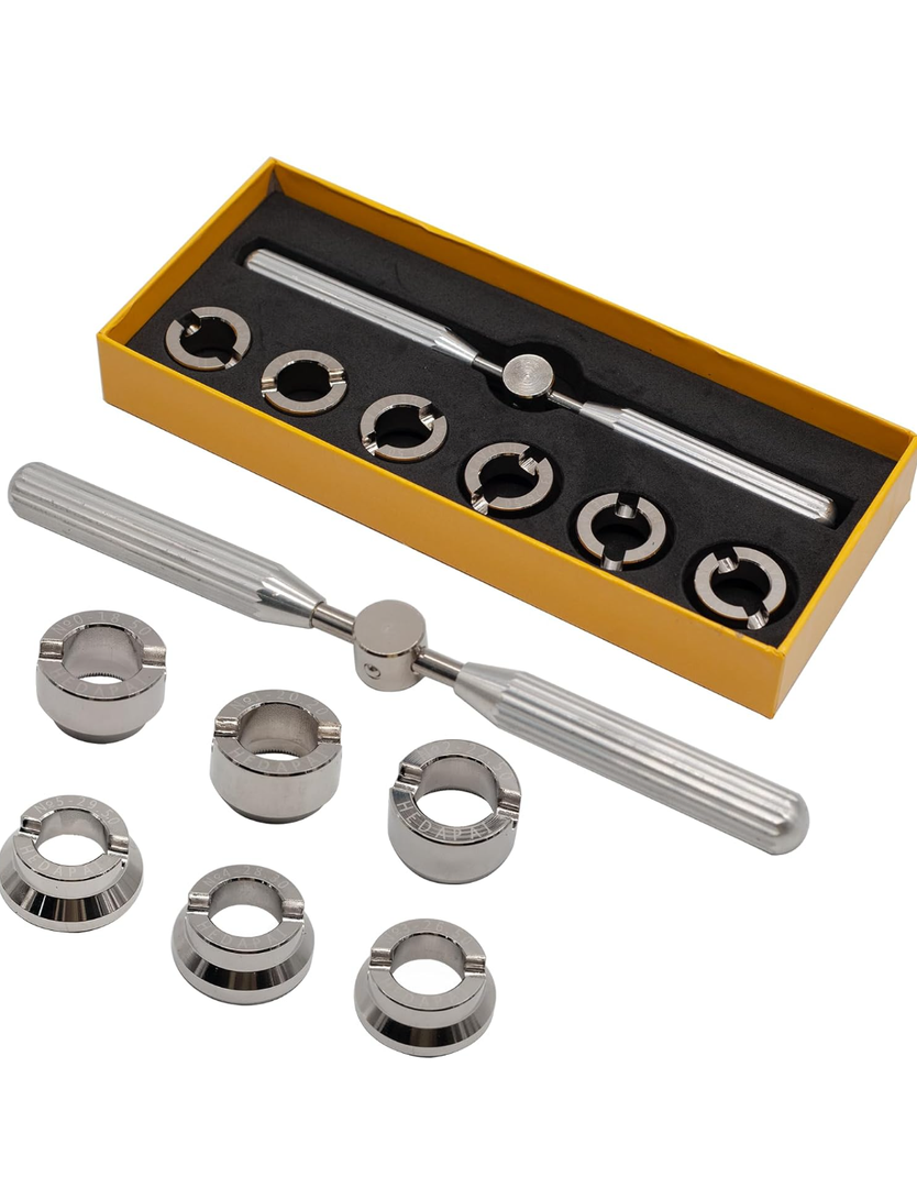 Watch Back Remover Tool, 5537 Watch Case Opener for Rolex & Tudor, Watch Repair Tools & Kits with 6 Dies (18.5–29.5mm)