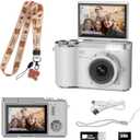 Kids Camera,4K Digital Camera for Photography,48MP 1080P HD Video Selfie Camera,with 180° Flip Screen Flash,with 32GB SD Card,for Starter Kid Children Teen Student Girl Boy(White)